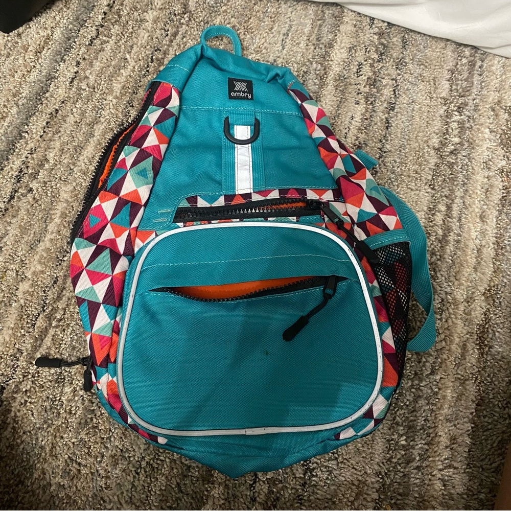 Colorful Geometric Sling Backpack (4)